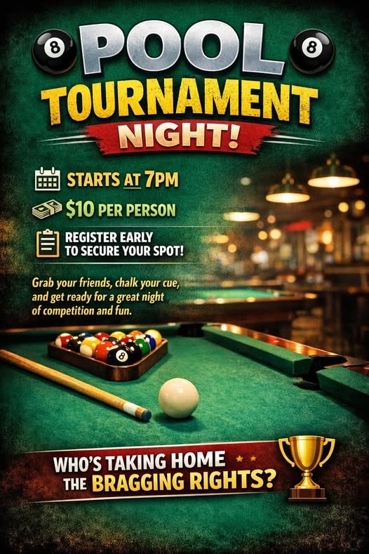 Pool Tournament Night — Every Tuesday at 7PM at The Block O Sports Bar